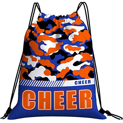 Drawstring Backpack Waterproof Gym Drawstring Bags Sports String Bag Camo Sackpack-Royal Blue Cheer Drawstring Bag - color: Cheer Drawstring Bags-camo Royal Blue