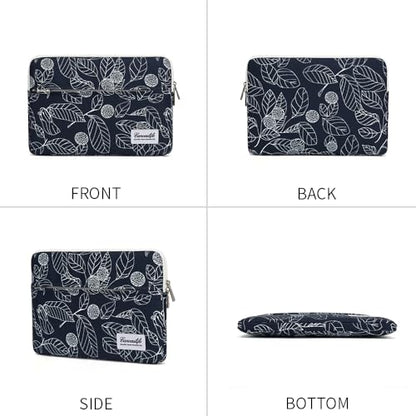 canvaslife Waterproof Pattern 13 inch Canvas Laptop Sleeve with Pocket 13 inch 13.3 inch Laptop 13 case13 Sleeve (Blue Leaves) - color: Blue Leaves, size: 13 inch/13.3 inch