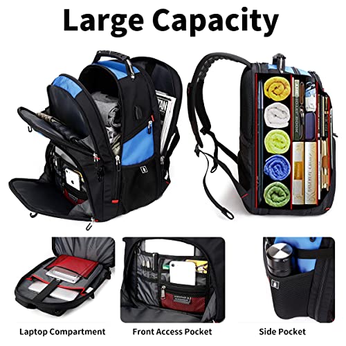 SHRRADOO Extra Large 50L Travel Laptop Backpack with combination lock, College Backpack Airline Approved Business Work Bag Fit 17 Inch Laptops for Men Women,Blue - color: Blue