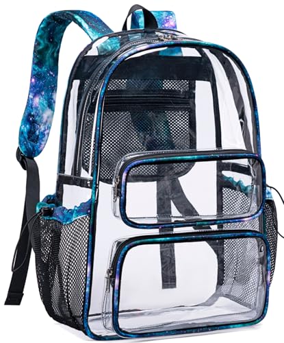 CAMTOP Clear Backpack Heavy Duty Transparent Bag See Through BookBag for Student School Work Festival Sport Travel (Starry Sky) - color: Starry Sky, size: Medium-17‘’