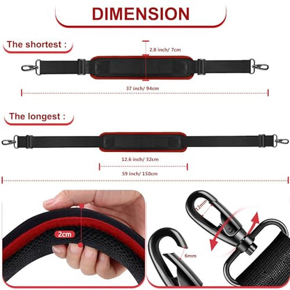 ZINMARK Shoulder Strap 59 inch, Extra-Thick Fixed Cushion Pad and Dual Clasps Universal Replacement Strap for Bags, Camera, Crossbody，Lawn mower -Black Red edge - color: Black Red Edge
