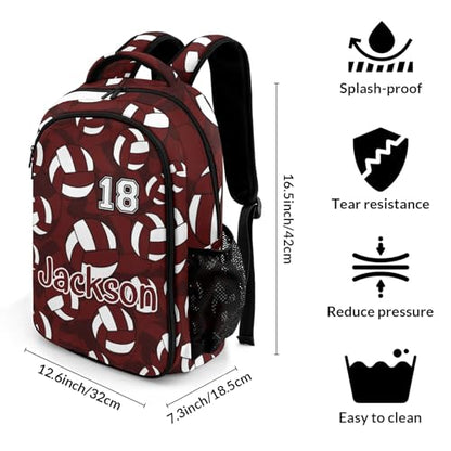 Dark Red Volleyball Pattern Casual Backpack Daypack Bookbag Laptop Bag Custom Shoulders Backpacks for Gifts - color: Dark Red Volleyball Pattern