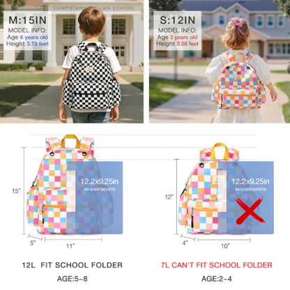 STEAMEDBUN Kids Backpack for Boys Girls 5-8, 15inch Girls Boys Backpacks Kindergarten - color: Lively Checkerboard, size: SMALL-15"H(fit folder)