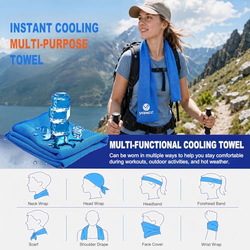 YQXCC 2 Pack Cooling Towels (47"x12"), Ice Cool Neck Towel, Soft Breathable Microfiber for Yoga, Golf, Gym, Running, Camping & Hot Weather - color: Dark Gary/Rose Red