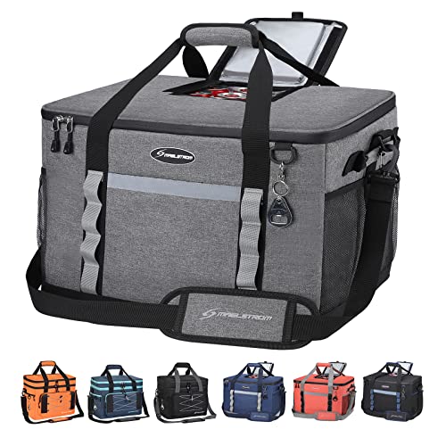 Maelstrom Collapsible Soft Cooler Bag,35/55/75 Cans Beach Cooler with Flip Top Lid, Ice Chest, Leakproof & Portable for Beach, Camping, Road Trips & Grocery Shopping - color: Grey, size: 75 Can