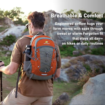 N NEVO RHINO Hiking Backpack 20L Water Resistant Outdoor Day Pack,Lightweight Travel Small Backpack for Men Women - color: Orange