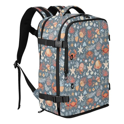 Travel Backpack with Shoe Compartment, 20L Large Capacity Laptop Backpack for Men Women, Summer Mediterranean Pattern Daypack for Traveling Hiking Carry On