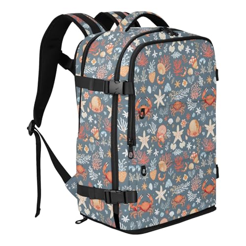 Travel Backpack with Shoe Compartment, 20L Large Capacity Laptop Backpack for Men Women, Summer Mediterranean Pattern Daypack for Traveling Hiking Carry On