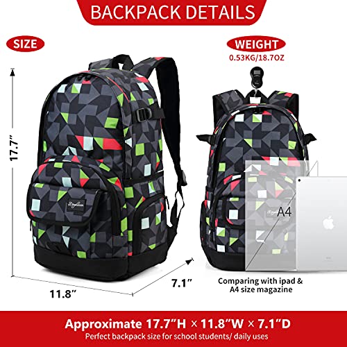 rickyh style School Backpack Travel Bag for Men & Women Lightweight College Back Pack with Laptop Compartmen - color: 04new Grey & Green