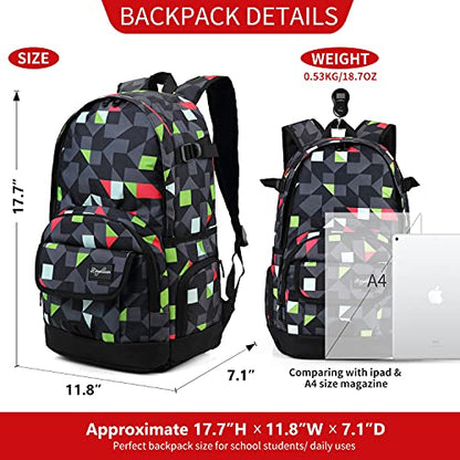 rickyh style School Backpack Travel Bag for Men & Women Lightweight College Back Pack with Laptop Compartmen - color: 04new Grey & Green