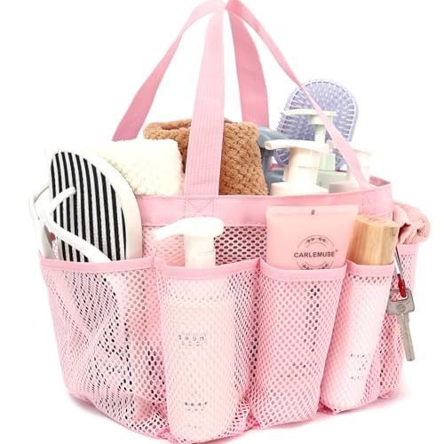 GYEUKHAM Mesh Shower Caddy Portable for College Dorm, Quick Dry Hanging Shower Bag with 8 Pockets, Bathroom Tote Organizer for Gym, Travel, Camping, Pink - color: Large-Pink-1 Pack