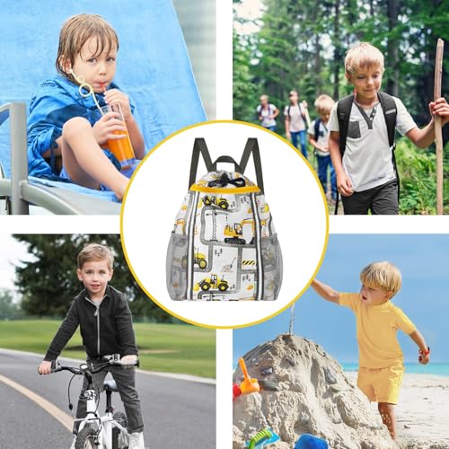WAWSAM Kids Gym Drawstring Backpack String Bag, Truck Sports Gym Bag for Kids Boys Waterproof Swimming Beach String Cinch Backpack with Two Water Bottle Pocket - color: Truck