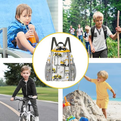 WAWSAM Kids Gym Drawstring Backpack String Bag, Truck Sports Gym Bag for Kids Boys Waterproof Swimming Beach String Cinch Backpack with Two Water Bottle Pocket - color: Truck