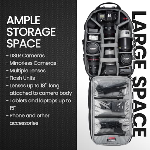 Tamrac Anvil 27 Camera Backpack for Photographers, DSLR Camera Bag with Laptop Compartment, Professional Photography Backpack, Camera Bag with Tripod Holder, Camera Carrying Case, Black - style: Anvil 27