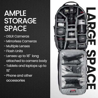 Tamrac Anvil 27 Camera Backpack for Photographers, DSLR Camera Bag with Laptop Compartment, Professional Photography Backpack, Camera Bag with Tripod Holder, Camera Carrying Case, Black - style: Anvil 27