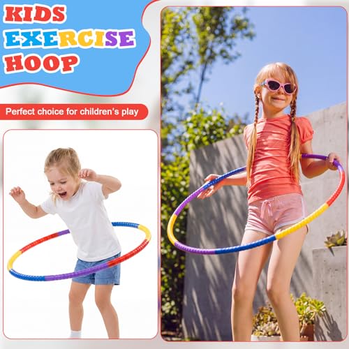 Vinsot Toy Hoop Detachable Plastic Hoops Exercise Equipment Toy Adjustable Rings for Sports Party Game Dance Pet Training - color: Rainbow Bright Mix