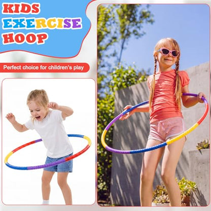 Vinsot Toy Hoop Detachable Plastic Hoops Exercise Equipment Toy Adjustable Rings for Sports Party Game Dance Pet Training - color: Rainbow Bright Mix