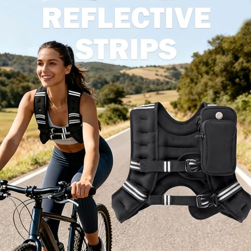 Weighted Vest for Men Women, 12LB/16LB Weight Vest with Reflective Strips, Strength Training Running for Running, Training Workout, Jogging, Walking - size: Double deduction-16LB