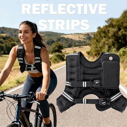 Weighted Vest for Men Women, 12LB/16LB Weight Vest with Reflective Strips, Strength Training Running for Running, Training Workout, Jogging, Walking - size: Double deduction-16LB
