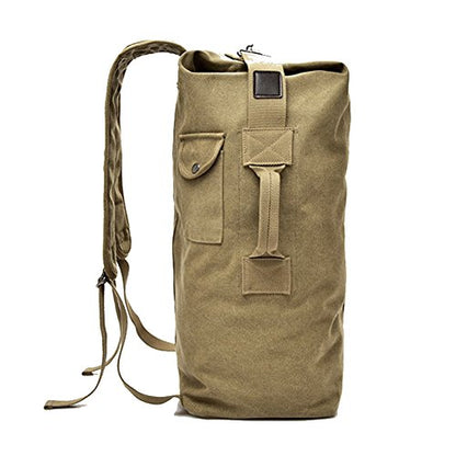 Large Capacity Travel Climbing Bag Tactical Military Duffel Bag Top Load Double Strap Canvas Backpack - color: Bk