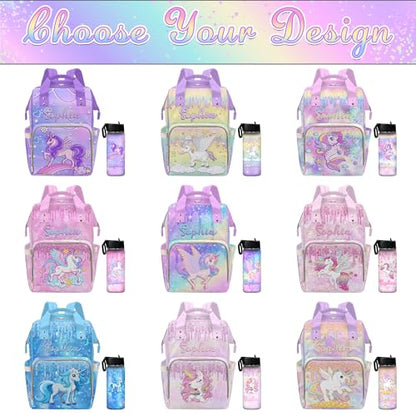 Newcos Custom Name Diaper Bag for Newborn Baby, Personalized Mommy Bags Diaper Backpack with Water Bottle, Customized Nursing Bags Monogram Tote for Mom Wife Women Baby Mothers Day Pink - color: Patten 17