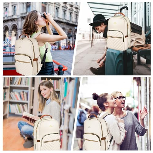 MATEIN Lightweight School Backpack for Women, 15.6 Inch Laptop Backpack - color: Beige, size: 15.6inch