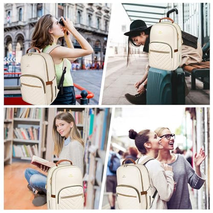 MATEIN Lightweight School Backpack for Women, 15.6 Inch Laptop Backpack - color: Beige, size: 15.6inch