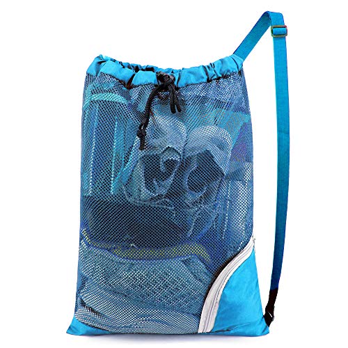 BeeGreen Mesh Drawstring Bag Swim Backpack for Beach Pool Sports Gym Draw String Cinch Bags for Swimming Soccer Basketball Gear Teal - color: Teal, style: Mesh Bag