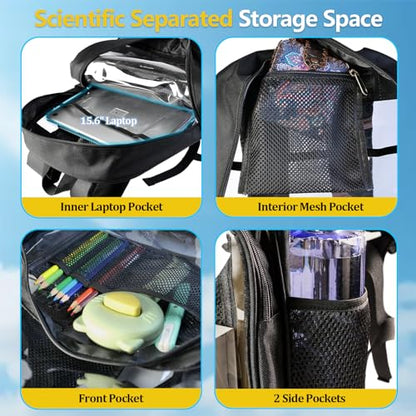 Clear Backpack for School Heavy Duty Clear Bookbag - color: Black, size: Large