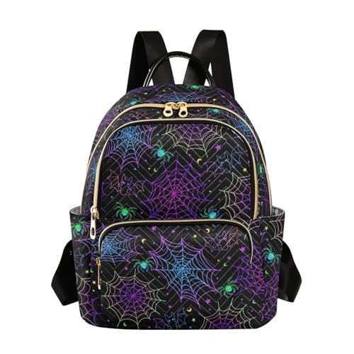 Women Fashion Backpack Purse Goth Bat Spider Web Rucksack, S - color: Color 03, size: Small