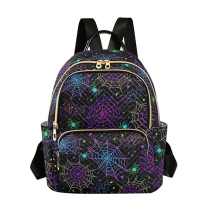 Women Fashion Backpack Purse Goth Bat Spider Web Rucksack, S - color: Color 03, size: Small