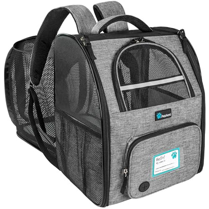PetAmi Expandable Dog Backpack Carrier for Cats & Pets, Breathable Cat Carrier Backpack with Top Window & Multi-Entry, Ventilated Foldable Travel Carrier for Small Medium Pets up to 18 lbs, Light Gray - color: Gray