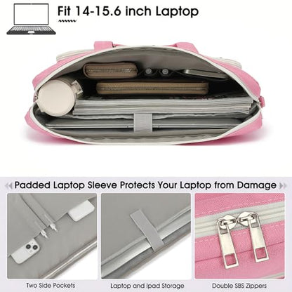 15-15.6 inch Laptop Shoulder Bag, for MacBook Pro 16, Hp Lenovo Dell 14 inch Waterproof Messenger Bag Case Sleeve (pink) - color: Pink