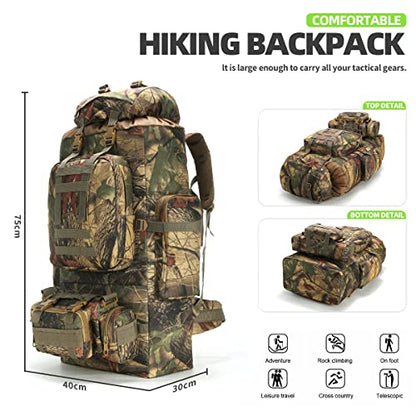 King'sGuard 100L Camping Hiking Backpack Molle Rucksack Military Camping Backpacking Daypack - color: Mapleleaf