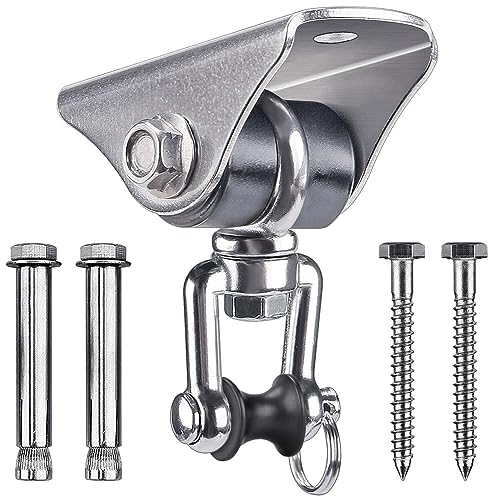 SELEWARE Anti-Squeaking Swing Hanger Stainless Steel Swing Set Hook Ceiling Mount Bracket for Hammock Chair Toddler Swing Yoga Swing Punching Bag - color: Silver ( 1 Pack 360° Swing Hanger )