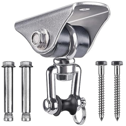 SELEWARE Anti-Squeaking Swing Hanger Stainless Steel Swing Set Hook Ceiling Mount Bracket for Hammock Chair Toddler Swing Yoga Swing Punching Bag - color: Silver ( 1 Pack 360° Swing Hanger )