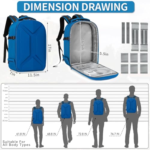 Camera Backpack, Hardshell DSLR Photography Camera Bag with Rain Cover, Waterproof Hard Shell Camera Case with Tripod Holder & 15.6" Laptop Compartment Compatible with Canon/Nikon/Sony/DJI Mavic Drone - color: Blue