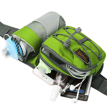 Waist Pack with Water Bottle Holder for Running Walking Hiking Fanny Pack Hydration Belt - color: Bright Green