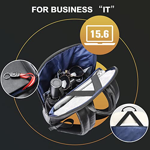BOPai Unisex Slim Genuine Leather Laptop Backpack Men for 15-15.6 inch Business Smart Professional Lightweight Backpack with USB Charging Office Commuter Computer Rucksack Executive Anti Theft Black - color: Black4, size: 15.6 inch