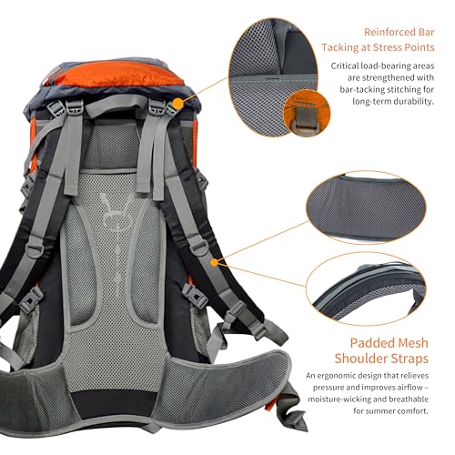 80L Hiking Backpack,Waterproof Lightweight Trekking Bag with Air Cushion Straps, Suitable for People Who are 5 feet 5 inches or taller for Mountaineering/Camping/Travel (green,80L) - color: Green