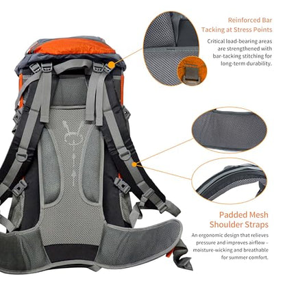 80L Hiking Backpack,Waterproof Lightweight Trekking Bag with Air Cushion Straps, Suitable for People Who are 5 feet 5 inches or taller for Mountaineering/Camping/Travel (green,80L) - color: Green