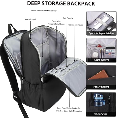 MAXTOP Travel Laptop Backpack Business Anti-theft Backpacks[Water Resistant] College Bookbag Fits 18.4 Inch Laptop - color: Iron Black, size: 18.4 inch, style: Daypack Backpacks
