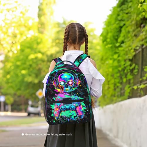 Backpack For Kids Gaming School Backpack For Boys Graffiti Video Game Bookbag For Kids Children Teens Elementary Middle School Ages 6-18 Back Pack - color: Game Skull
