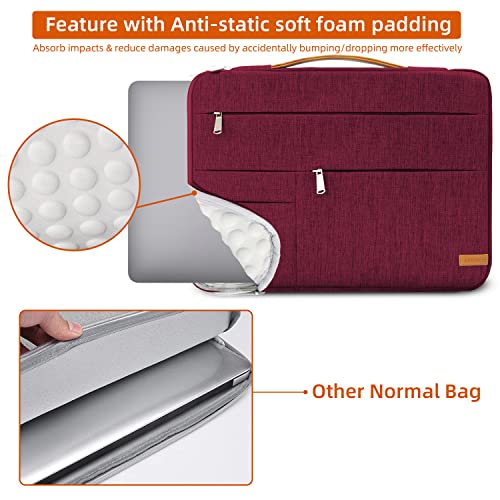 KINGSLONG 14 inch Laptop Sleeve Bag, Slim Shockproof Handbag, Computer Carrying Case Cover Compatible with MacBook Air/Pro, Acer Asus Dell HP Red - color: Red, size: 14 inch