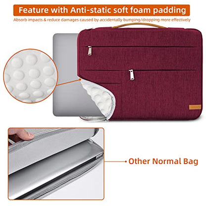 KINGSLONG 14 inch Laptop Sleeve Bag, Slim Shockproof Handbag, Computer Carrying Case Cover Compatible with MacBook Air/Pro, Acer Asus Dell HP Red - color: Red, size: 14 inch