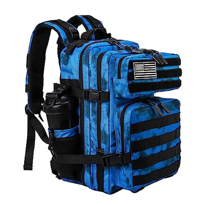 LHI Tactical Military Backpack for Men and Women 25L/35L Army Assault Pack Bag Small Rucksack with Bottle Holder - color: 25l-blue Tie Dye, size: Small