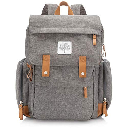 Parker Baby Co. Diaper Backpack - Large Diaper Bag with Insulated Pockets, Stroller Straps and Changing Pad -Birch Bag - Gray - color: Gray