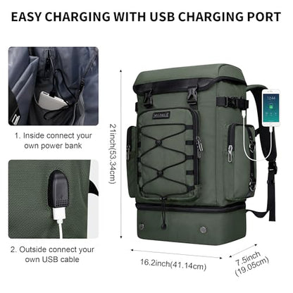 WITZMAN Travel Backpack for Men Women Carry on Bags for Airline Approved Convertible Duffle Luggage Backpack Shoe Compartment（B691 Light Green） - color: Green New