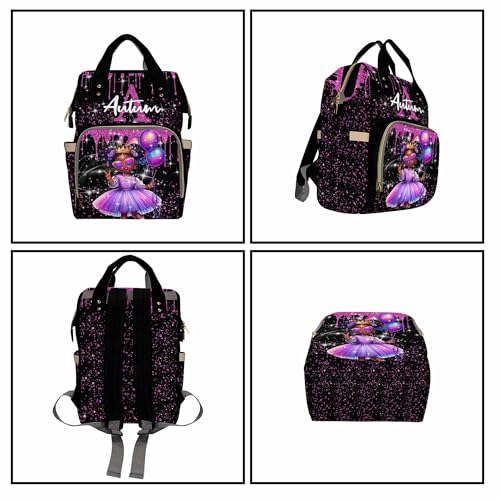 Custom Diaper Bag with Name,Personalized Diaper Bag Backpack &Insulated Water Bottle Mother Gift,Custom Monogram Baby Travel Bag Nursing Diaper Mommy Backpack with Adjustable Shoulder Straps Nappy Bag - color: Design 16