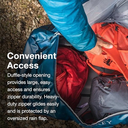 Osprey Transporter Lightweight Travel Duffel Bag - Extra Large Water Resistant Durable Gear Bag for Men and Women - color: Glow Dew-torrent Blue, style: 65l
